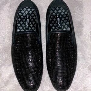La Milano Men’s black diamond rhinestone loafers